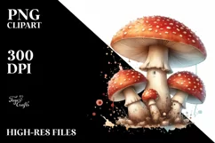 Detailed Mushroom Watercolor PNG Product Image 1
