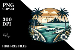 Vintage Tropical Island Surf, T-Shirt Vector Product Image 2