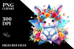 Cartoon-Style Watercolor Bunny, Transparent PNG Product Image 2