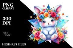 Cartoon-Style Watercolor Bunny, Transparent PNG Product Image 2