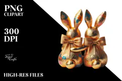 Colorful Vintage Bunnies with Vintage Bow, Creative View Product Image 2