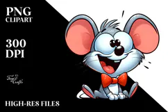 Goofy Cartoon Mouse with Bow Tie PNG Product Image 2