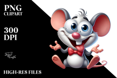 Goofy Cartoon Mouse with Bow Tie PNG Product Image 2