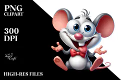 Goofy Cartoon Mouse with Bow Tie PNG Product Image 2