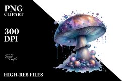 Detailed Pastel Mushroom with Celestial Theme Watercolor PNG Product Image 1