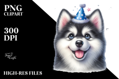 Watercolor Happy Cute Siberian Husky PNG Product Image 2