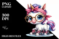 Expressive Baby Unicorn with es | Clipart Product Image 1
