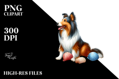 Watercollor Collie Beach Scene Clipart Product Image 2