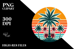 Retro Tropical Tree Sun, PNG Product Image 2