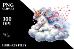 Cute Baby Unicorn Tumbling with Spring Petals in the Wind | Product Image 3