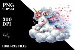 Cute Baby Unicorn Tumbling with Spring Petals in the Wind | Product Image 3