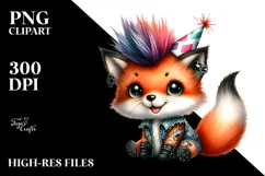 Energetic Baby Fox in Punk Style PNG Product Image 2