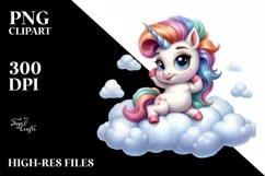 Cute Baby Unicorn Posing as Johny Bravo from a Lofty Cloud | Product Image 1