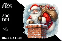 Santa Trough the Chimney PNG Product Image 3