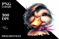 Vibrant Cute Duck Portrait Diva Watercolor Product Image 1