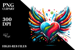 Colorful Heart with Wings PNG Product Image 2