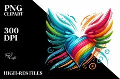 Colorful Heart with Wings and Crown, Transparent PNG Product Image 2
