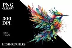 Vibrant Bird with Plant Leaves PNG Product Image 3