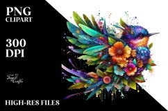 Vibrant Bird with Flowers PNG Product Image 1