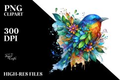 Vibrant Bird with Flowers PNG Product Image 1