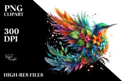 Vibrant Bird with Flowers PNG Product Image 1