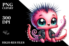 aCute Energetic Punk Monkey with Big Eyes, PNG Product Image 2