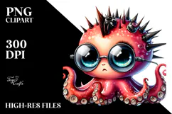 aCute Energetic Punk Monkey with Big Eyes, PNG Product Image 2