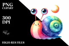 Colorful Baby Snail Moon | Sublimation Clipart Product Image 1