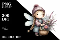 Cute Boho Baby Dragonfly Basket Flowers Clipart Product Image 1