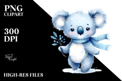 Cute Blue Toile Koala PNG Product Image 2