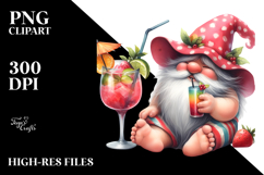 Whimsical Gnome Drinking a Cocktail with Summer Clothes Product Image 2
