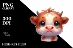 Funny Highland Cow Watercolor PNG Product Image 3