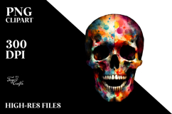 Colorful Skull Paint Splash PNG Product Image 2