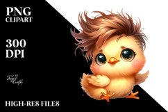 Energetic Baby Chicken with Cool Haircut PNG Product Image 2