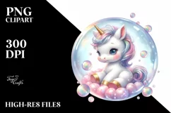 Cute Baby Unicorn in a Bubble | Clipart Product Image 1