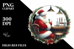 Vintage Santa In Bar PNG Product Image 3