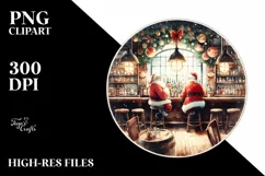 Vintage Santa In Bar PNG Product Image 3