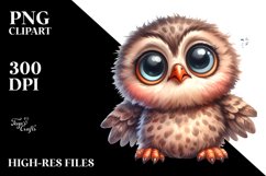 Watercolor Confused Baby Owl Sitting Clipart Product Image 3