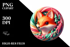 Colorful 3D Fox with Christmas Candy PNG Product Image 2