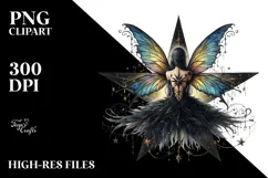 Mysterious Gothic Fairy on Star, PNG Product Image 2