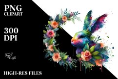 Bunny with Flowers, Transparent PNG Product Image 1