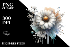 Daisy with Metallic Insertions, Watercolor PNG Product Image 2