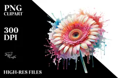 y Gerbera Watercolor PNG Product Image 2