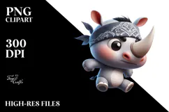 Trending Silly Cartoon Rhino PNG Product Image 2