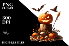 Digital Painting with Jack-o&#039;-lantern, Halloween PNG Product Image 2