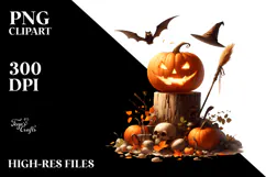 Digital Painting with Jack-o'-lantern, Halloween PNG Product Image 2