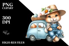 Goofy Bunny with Straw Hat PNG Product Image 2
