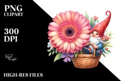 Floating Gnome with Large Gerbera, Vibrant PNG Product Image 2