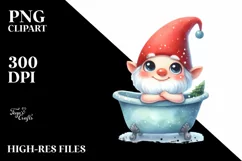 Cute Watercolor GNOME in Bath Tub | Clipart Product Image 3
