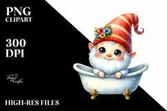 Cute Watercolor GNOME in Bath Tub | Clipart Product Image 1